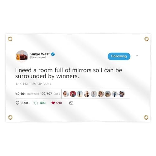 Wassupup 3x5 Feet Rapper K.West I Need A Room Full of Mirrors So I Can Be Surrounded by Winners Flag, Vivid Color & Fade Proof - Double Stitched Polyester with Brass Grommets 3 X 5 Ft Tapestry - Image 1