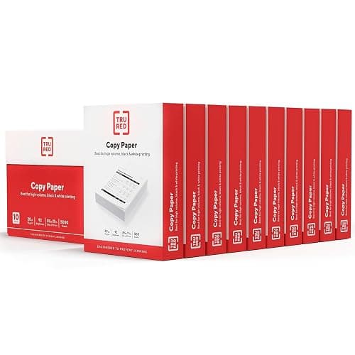 TRU RED Copy Paper 8.5x11 Inch, 20lb Weight, 92 Brightness, 5000 Sheets (10 Reams), Multipurpose White Printer Paper for Laser, Inkjet & Copier - Image 1