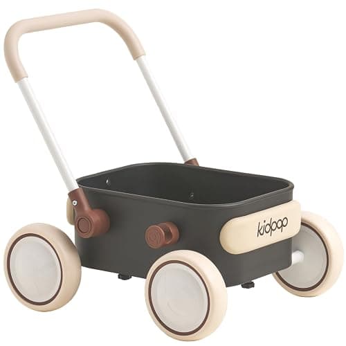 PULA Baby Push Walker with Wheels Toddler Wagon for First Learner Baby Toys 6-12 Months, 1 Year Old Birthday Gifts, Indoors and Outdoors (Black) - Image 1