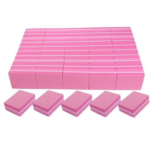Nail Buffers (50 Pack), Mini Buffer Block Nail File for Acrylic Nails and Natural Nails, 100/180 Grit Nail Buffer Block Bulk Buffing Blocks for Nail Buff Professional Manicure File Blocks Set Pink - Image 1