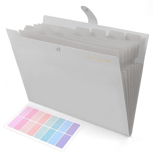 SKYDUE Expanding File Folder, Accordion File Organizer with 8 Pockets, Expandable Document Paper Receipt Holder for School Office Hospital, Letter/A4 Size Gray - Image 1