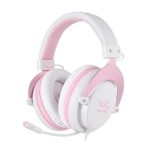 USOTSO MPOWER Stereo Gaming Headset for PS4, PC, Mobile, Noise Cancelling Over Ear Headphones with Retractable Flexible Mic & Soft Memory Earmuffs for Laptop Mac Games-Angel Edition - Image 1