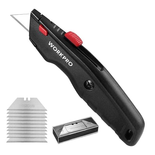 WORKPRO Premium Utility Knife, Retractable All Metal Heavy Duty Box Cutter, Quick Change Blade Razor Knife, with 10 Extra Blades - Image 1