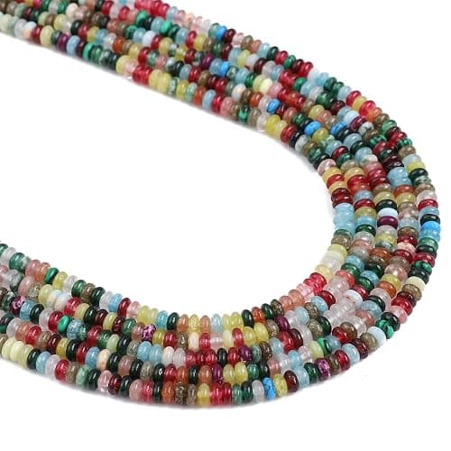 BEADIA Natural Mix Colored Stone Spacer Beads Caps Rondelle Disk Loose Beads for Beading Jewelry Making 4mmx2mm 38cm - Image 1