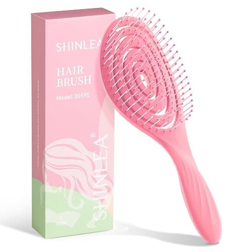 SHINLEA Detangle Hair Brush, Detangling Wet Spiral Hairbrush for Women, Men, kids, Vented Detangler for Blow Drying, Glide Through Tangles For All Hair Types (Pink) - Image 1