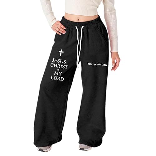 HBDHEJL Jesus Christ is My Lord Girl's Baggy Sweatpants Christian Pants Lightweight Straight Leg Athletic Pants with Pockets - Image 1