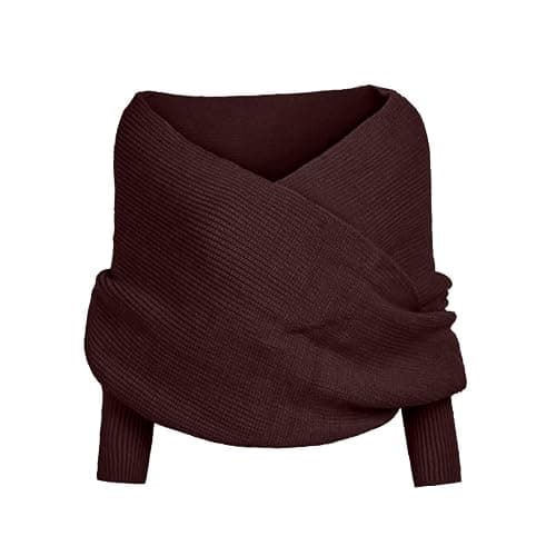 Scarf with Sleeves for Women, Womens Knitted Ponchos Fall Sweater Wraps Elegant Capes with Sleeve Warm Winter Shawls - Image 1