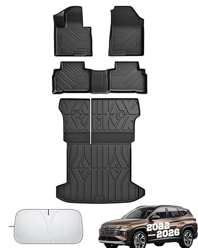 Floor Mats for Hyundai Tucson 2022-2025 2026(Excluding Hybrid & PHEV), All Weather Protection Custom Floor Mats Trunk Cargo and Car Windshield Cover Set for Car Accessories,Car Floor Liners Set - Image 1