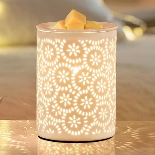 Floral Wax Melts Warmer, Ceramic Wax Warmer for Scented Waxes, Fragrance Oil WaxMelter, Electric Waxes Burner for Home Decor, Yoga, Bath, Relaxing Spa Gifts for Women - Image 1
