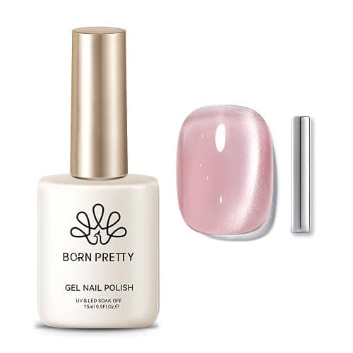 Born Pretty Cat Magnetic Eye Gel Nail Polish,Nude Moonlight Cat Magnetic Gel Nail Polish Soft Lace Magnetic Nail Polish for Nail Art Manicure Salon DIY at Home 15ML - Image 1