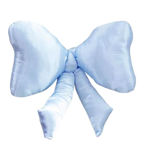 Luxape Bow Pillow - Big Coquette Throw Pillow - Bow Shaped Pillow - Silky Satin - Coquette Decor - Bow Room - Baby Blue Pillow - Nursery Decorations - Cute Room (Baby Blue) - Image 1