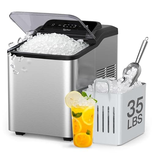 Typhur Fast Nugget Ice Maker Countertop with Self-Cleaning Pump, 35lbs/24H Crushed Pebble Ice Machine with Pellet Ice, 8 Packs Cleaner, Dual Ice Scoops for Home, Kitchen, Party, RV, Stainless Steel - Image 1