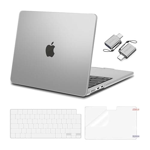 MOSISO Compatible with MacBook Air 13 inch Case 2025 2024 2023 2022 M4 A3240 M3 A3113 M2 A2681, Plastic Hard Shell&Keyboard Cover&Screen Film&Type C for MacBook Air 13.6 inch Case, Frost - Image 1