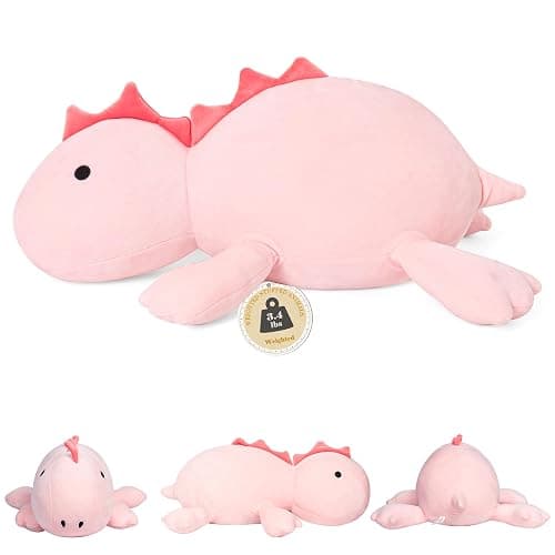 22" 3.5 lbs Weighted Dino Stuffed Toys, Cute Animals Plushie Dolls Pillow Gifts for Kids Adults (Pink) - Image 1