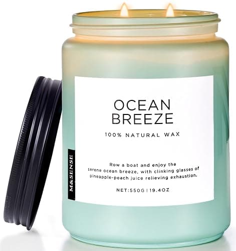 M&SENSE Duftkerzen Meeresbrise,550g 110 Stunden Brenndauer DuftKerze im Glas 2 Docht mit Deckel, Ananas & Mango natürliche Sojakerzen für Zuhause, Aromatherapie Geschenkkerze für Frauen/Männer - Image 1