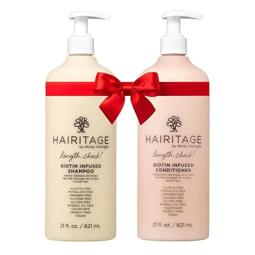 Hairitage Biotin + Castor Oil Shampoo and Conditioner Set - Volume + Moisture - Sulfate Free + Color Safe - Women + Men Hydrating Repair Shampoo Conditioner - Image 1