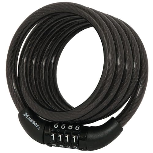 Master Lock Cable Bike Lock 4' x 5/16" Black 8143D | Combination Bike Lock Metal Cable Weather Resistant Vinyl Coating for Outdoor Equipment, Bicycles, - Image 1