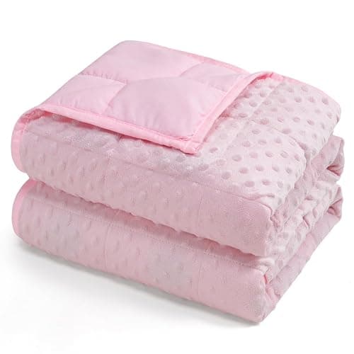 Kivik Weighted Blanket 15 lbs for Adults, Minky Dot Heavy Blankets, Microfiber Reversible Weighted Throw Blankets for All Seasons, Machine Washable, 48"x72" Twin Size, Pink - Image 1