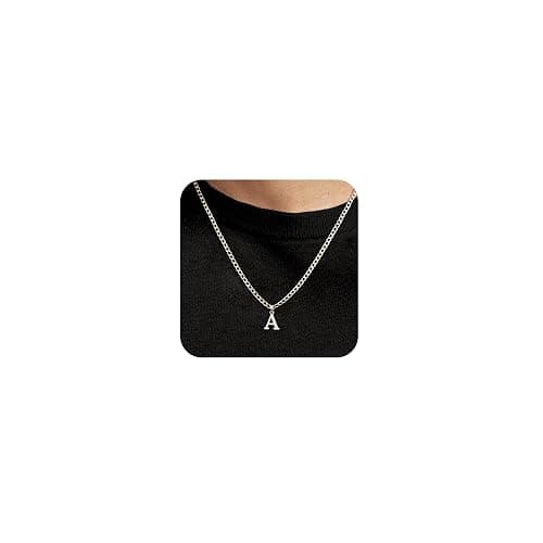JIKASI Initial A-Z Letter Pendant Necklace for Men 18K Gold Plated Capital Initial Necklace Cuban Link Chain 4mm 20 Inch Jewelry Gift - Image 1
