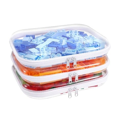SXS LACONIC Clear Hard Plastic Zipper Case,Transparent Double Zippers Hard Pouch with 3pcs,Portable Travel Organizer Bin for Toy Storage - Image 1