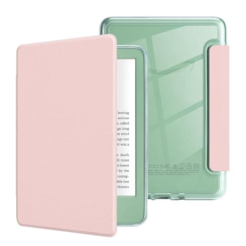 MOROCK Case for All-New Kindle(11th Generation, 2024/2022 Release), Lightweight PU Leather and PC Clear Acrylic Back Cover, Auto Sleep/Wake Case for Kindle 11th Generation 2024/2022, Pink - Image 1