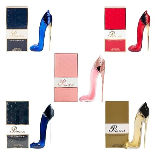 VENEZIO PROFUMO Princess Luxury High Heel Perfume Set, 2.9 oz Eau de Parfum each, 5 Piece Collection in Pink, Blue, Red, Black and Gold - Image 1