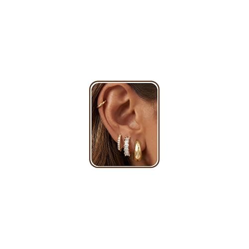 Tungary Chunky Hoop Earrings for Women Hypoallergenic Huggie Earring Stacks | Danity Small Hoop Earrings, Cartilage Earring Hoops for Sensitive Ears, Gift for Her, Stainless Steel/Sterling Silver Post - Image 1