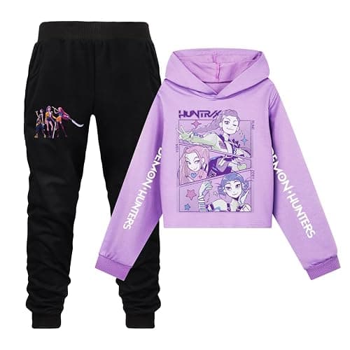 Demon Hunters Girls Cartoon Hoodie Set Kids Hooded&Pant Pullover Sweatshirt Casual Long Sleeve Suit for 4-13 Years - Image 1