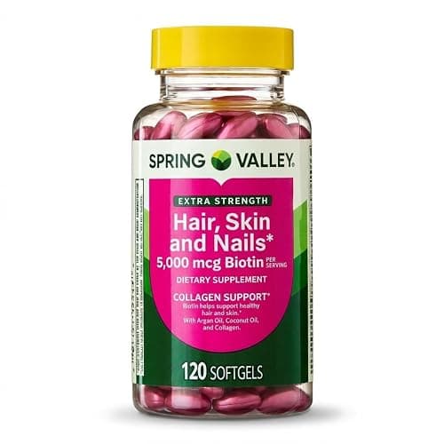 Spring Valley Extra Strength Hair, Skin & Nails Dietry Supplement 120ct 5000 mcg | 5000 mcg, Dietary Supplement - Image 1