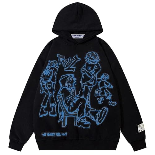Aelfric Eden Mens Graphic Oversized Hoodie Cartoon Character Print Streetwear Casual hoodies y2k Hooded Sweatshirt - Image 1