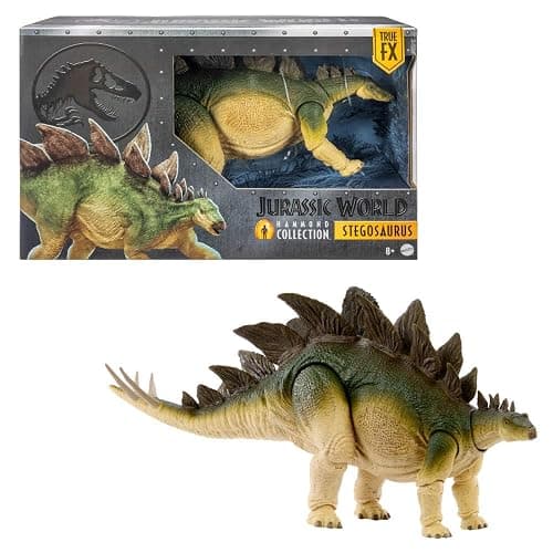 Mattel Jurassic World Figurine articulée Stégosaure de la Collection Hammond, grand dinosaure herbivore avec queue articulée par câble interne, JCH08 - Image 1