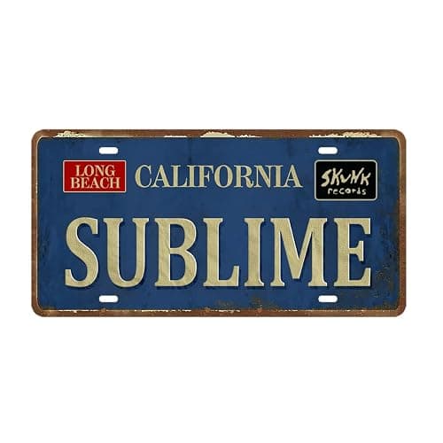Sublime Poster Vintage Metal Tin Sign Sublime California Sign Funny Street Signs Long Beach California Sublime Poster 90s Posters Hippie Room Decor For Home Cafe Bar Pub, Car Vehicle License Plate Souvenir Wall Decor - Image 1