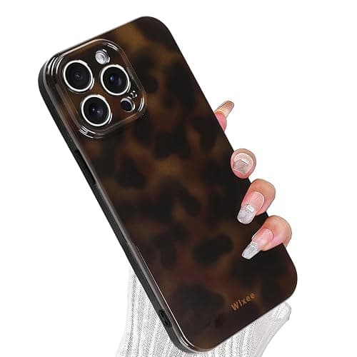 Wlxee Phone Case for iPhone 15 Pro Cute Stylish Leopard Aesthetic Tortoise Amber Design Slim Shockproof Translucent Matte Brown Clear Case for iPhone 15 Pro, Deep Tortoise Print - Image 1