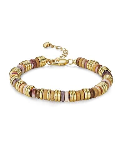 SNGIA Colorful 18K Gold Plated Bracelets for Women, Stack Bangle Beaded Stone Jewelry Accessories Set for Woman, Trendy Fashion Jewelry Gifts - Image 1