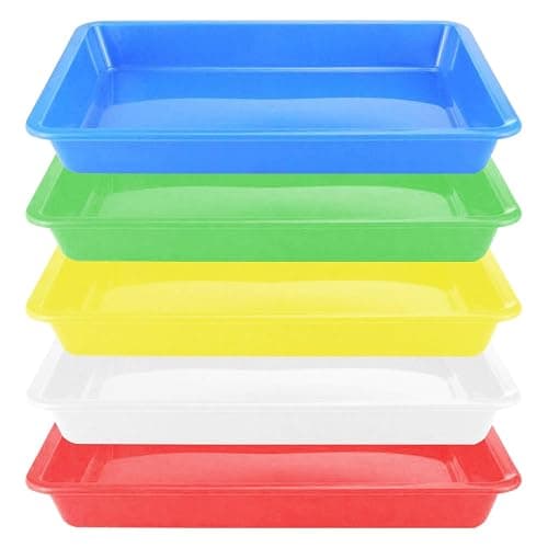 Plastic Art Trays - 5 Piece Stackable Activity & Craft Organizer, Serving & Jewelry Tray for DIY Projects, Painting, Beads (11 x 8.3 x 1.2 inch) - Image 1