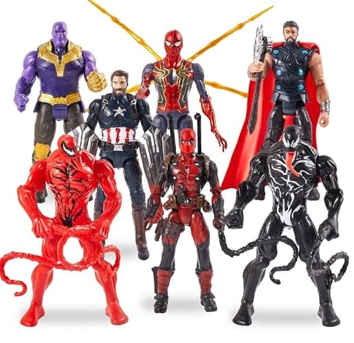 Set of 7 pcs Superhero Toys, Collectible Action Figures 7-Inch Gift for Kids and Fans Obsessed with Character Collections, Super Hero Series Exclusive Figure Set - Image 1