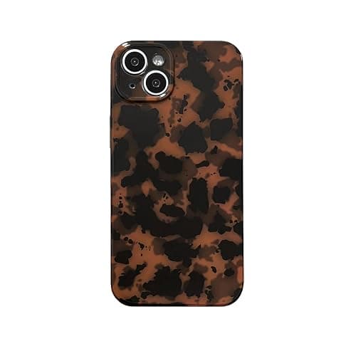 aaknhen Tortoise Shell Phone Case Compatible for iPhone 13 Retro Leopard Cheetah Print Chic Animal Pattern Flexible Soft TPU Protective Cool Girls Amber Brown Protective Cover(for iPhone 13) - Image 1