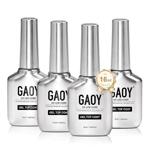 GAOY 4 Pcs 16ml No Wipe Gel Top Coat, Glassy Clear Top Coat, High Gloss Finish for UV Light Cure Gel Nail Polish - Image 1