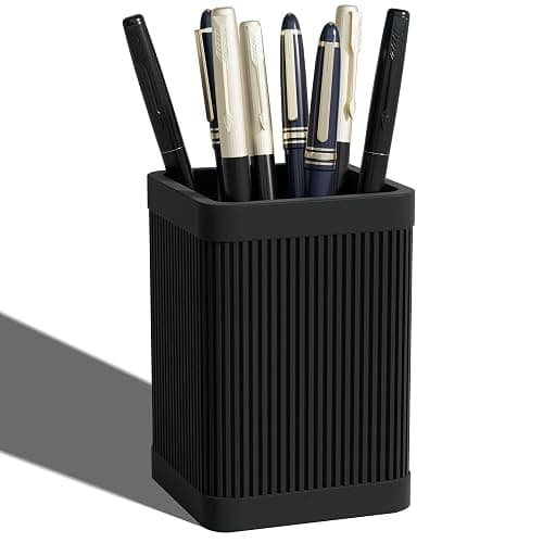HighHerz Aesthetic Pen Holder For Desk, Modern Silicone Pencil Holder, Stylish Office Desk Decor, Made of 5 mm Thickened Premium Silicone, Office Desk Organizer And Accessories (Black) - Image 1