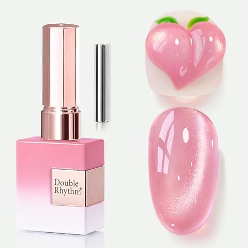 Double Rhythm 0.5 OZ Cat Eye Gel Polish with Magnet 15ML Holographic Glitter Shimmer Translucent Jelly Color Magnetic Nail Polish Salon DIY at Home (Fruit Purple Pink-MC1206) - Image 1