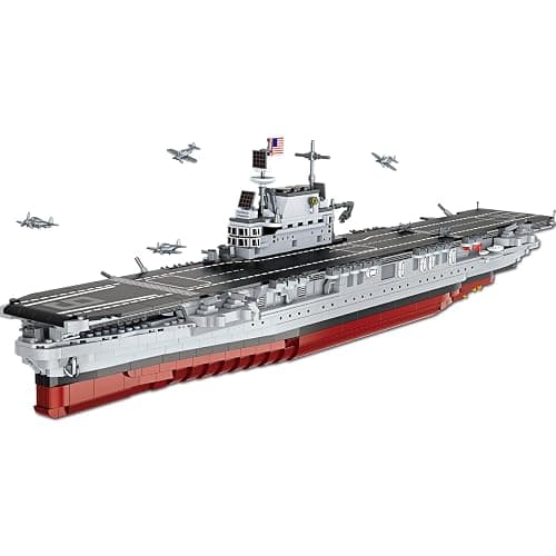 MEOA USS Enterprise Aircraft Battleship Building Toys 1883PCS WW2 Army CV-6 Carrier Building Blocks with Molded Airplane & Display Stand Military Navy Ship Model for Adults - Image 1