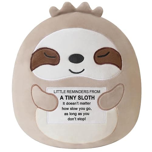 Finebee Sloth Plush, Cute Sloth Stuffed Animal, Positive Plushies Doll Funny Reduce Pressure Toy Cheer Up Gifts for Girls Boys Party Decor 10" - Image 1
