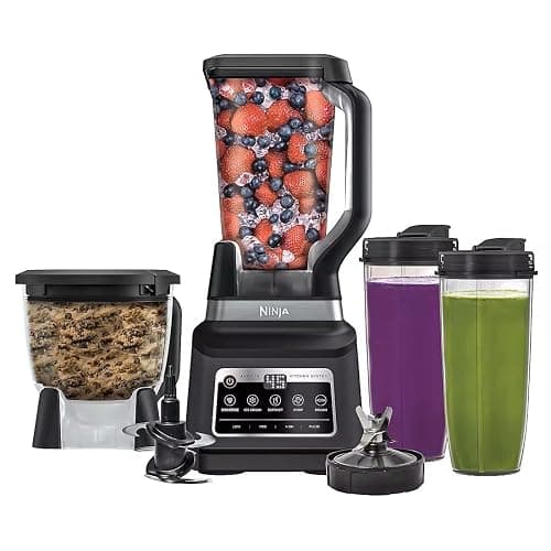 Ninja BN805A Pro Plus Kitchen System, 1400W, 5-in-1: Smoothies, Chop, Dough, Auto IQ, 72oz Blender Pitcher, 64oz Processor Bowl, 2x32oz Cups, Black - Image 1