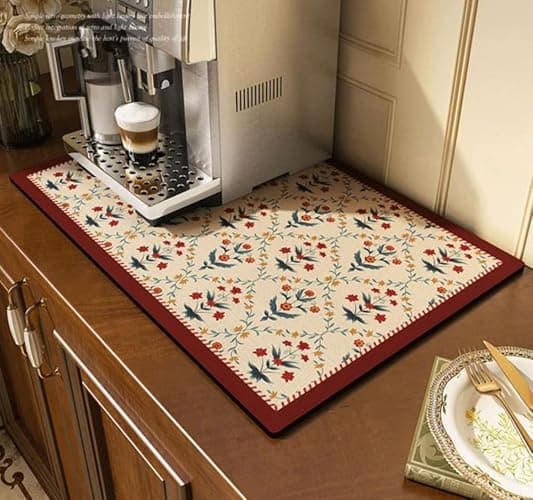 Cciphy Cute Coffee Maker Mat for Countertops Bar Accessories, Colorful Dish Drying Pad for Kitchen, Absorbent Quick Drying Mat, 12 X16 inch (Color C, 16"x12") - Image 1
