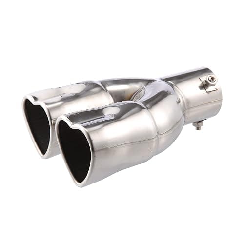 X AUTOHAUX 63mm 2.48" Inlet Straight Type Heart Shape Universal Exhaust Pipe Muffler Tip Tailpipe Bolt-On for Car Truck 8.1" Length Stainless Steel Silver Tone - Image 1