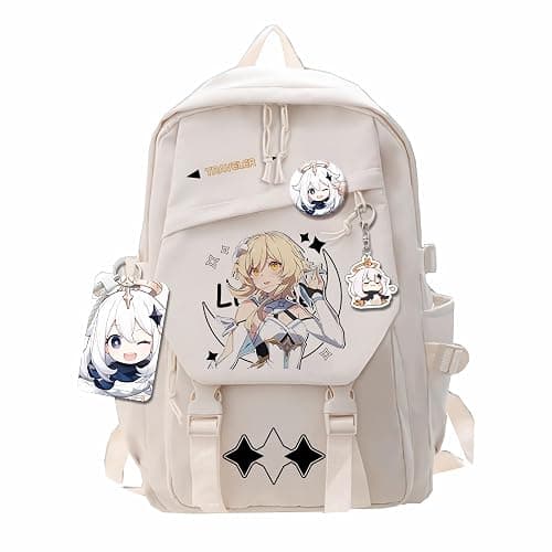 Dalicoter Game Backpack Lumine Backpack Cute 3D Printed Daypack Laptop 17" Large Capacity Travel White BackPack With Gift - Image 1