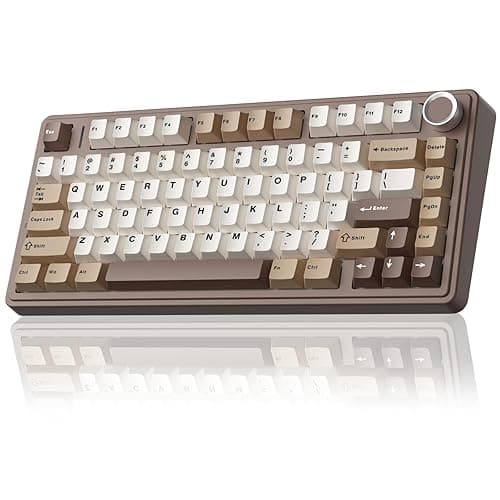 AULA F75 75% Wireless Mechanical Keyboard, Hot Swappable Creamy Keyboard, Pre-lubed Linear Switches, 2.4GHz/Type-C/BT5.0, RGB Backlit Gaming Keyboards(White&Brown) - Image 1