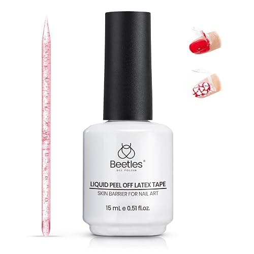 beetles Gel Polish Liquid Latex for Nails: 15ML Simple Peel off Cuticle Guard for Nail Polish Nail Art Liquid Latex Barrier Protector Manicure Cuticle Protectors with Stick Gifts for Women - Image 1