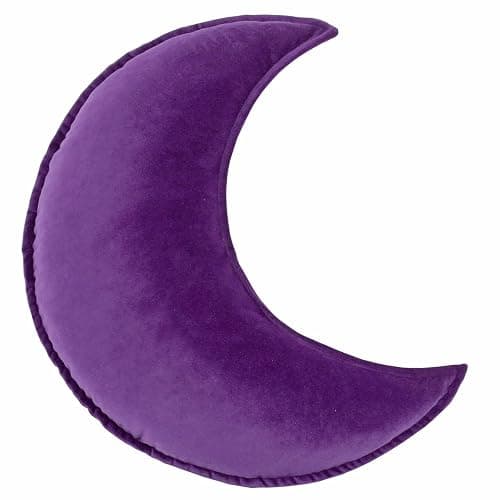 YAKEV Moon Shaped Throw Pillow Star Couch Cushion Decorative Pillows Fluffy Velvet Stars Home Decor Plush for Bedroom (Moon, Purple) - Image 1