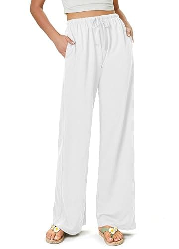 keriffe Summer Outfits Flowy Palazzo Pants for Women 2025 High Waisted Wide Leg Beach Casual Vacation Pants Trousers Pockets - Image 1